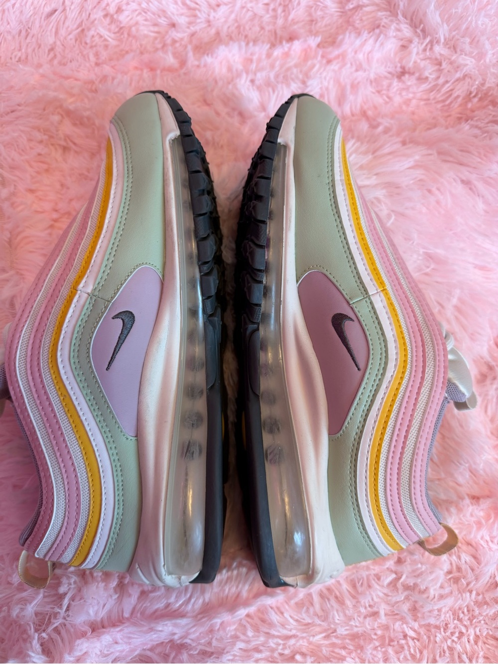 Nike Air Max 97 Pastel Pink Green Yellow Sneakers Women’s 9 Rare Colorway